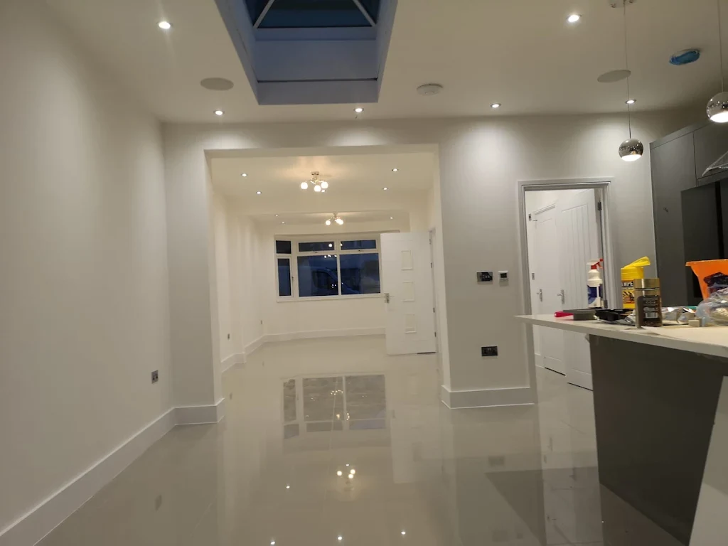 Plastered walls in completed kitchen renovation by Albert Construction